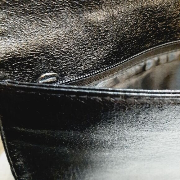 CALL IT SPRING Folded Clutch Textured Pleats Black Vegan Leather - Picture 13 of 14